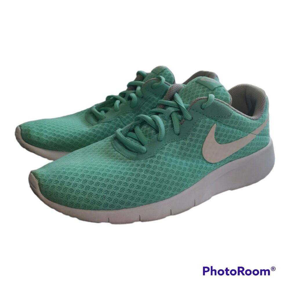 Nike Tanjun Print Aqua Turquoise White Running Sneakers Youth Size 6.5Y